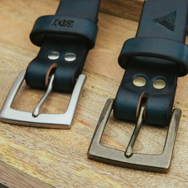 Navy Leather Belt